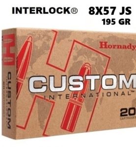 Munición Hornady 8X57 JS INTERLOCK CUSTOM INTERNACIONAL 195 gr